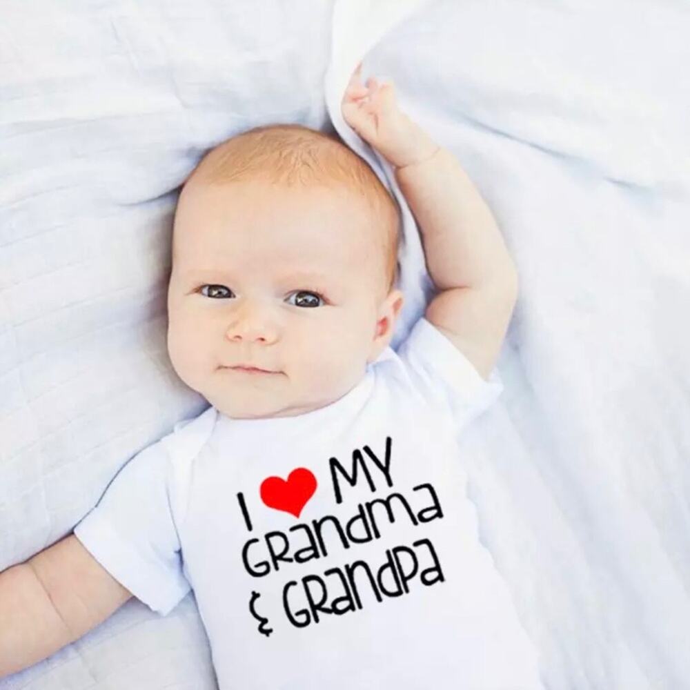 New I love my grandma and grandpa toddler boy or girl romper 12-18 mo.